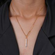 0.56 CT Pavé Bar Diamond Pendant Necklace | Lab-Grown | Vertical 8-Stone Solid Gold Design